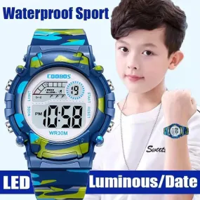 Kids LED Camo Alarm Watch: Sports Timepiece for Boys & Girls