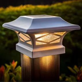 Kingsbridge Dual Lighted Solar Post Cap - White