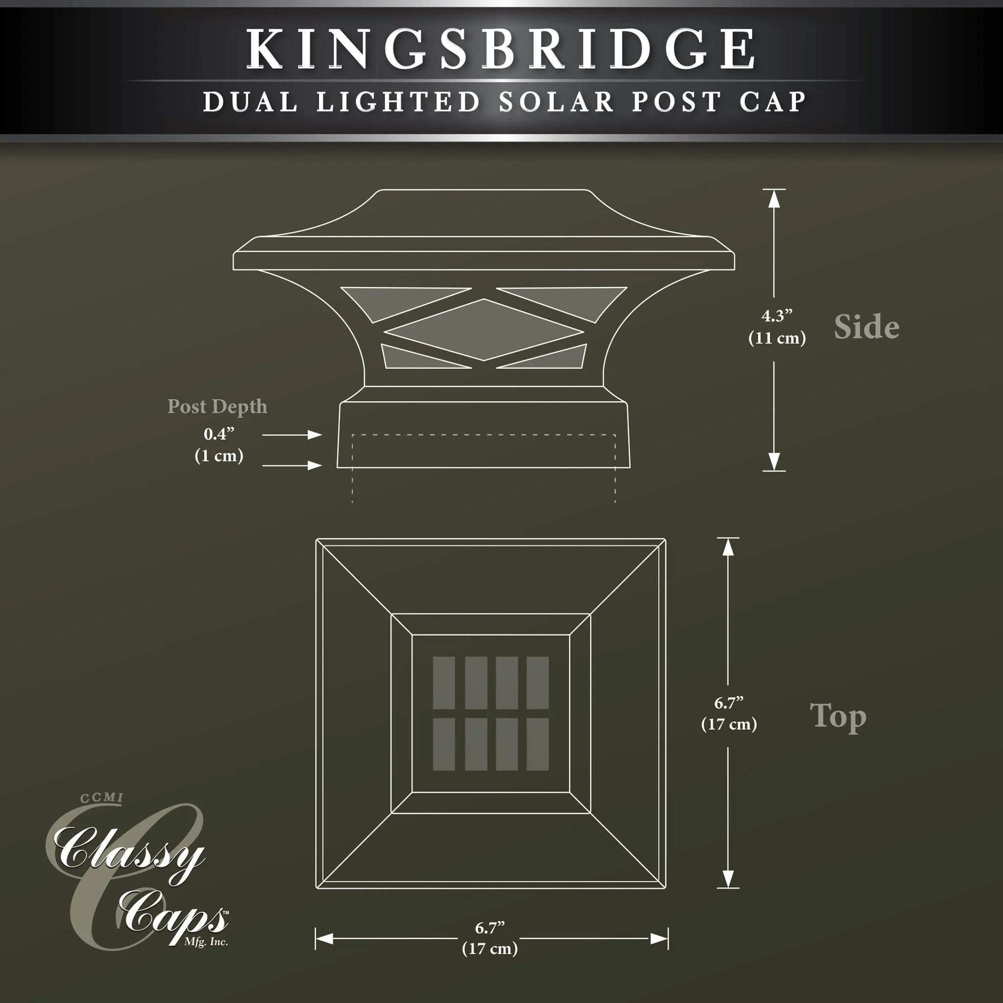 Kingsbridge Dual Lighted Solar Post Cap - White