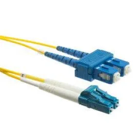 LC/SC Duplex Fiber Optic Patch Cable, OS2 9/125 Singlemode, Yellow Jacket, Blue Connector, 1 meter (3.3 foot)