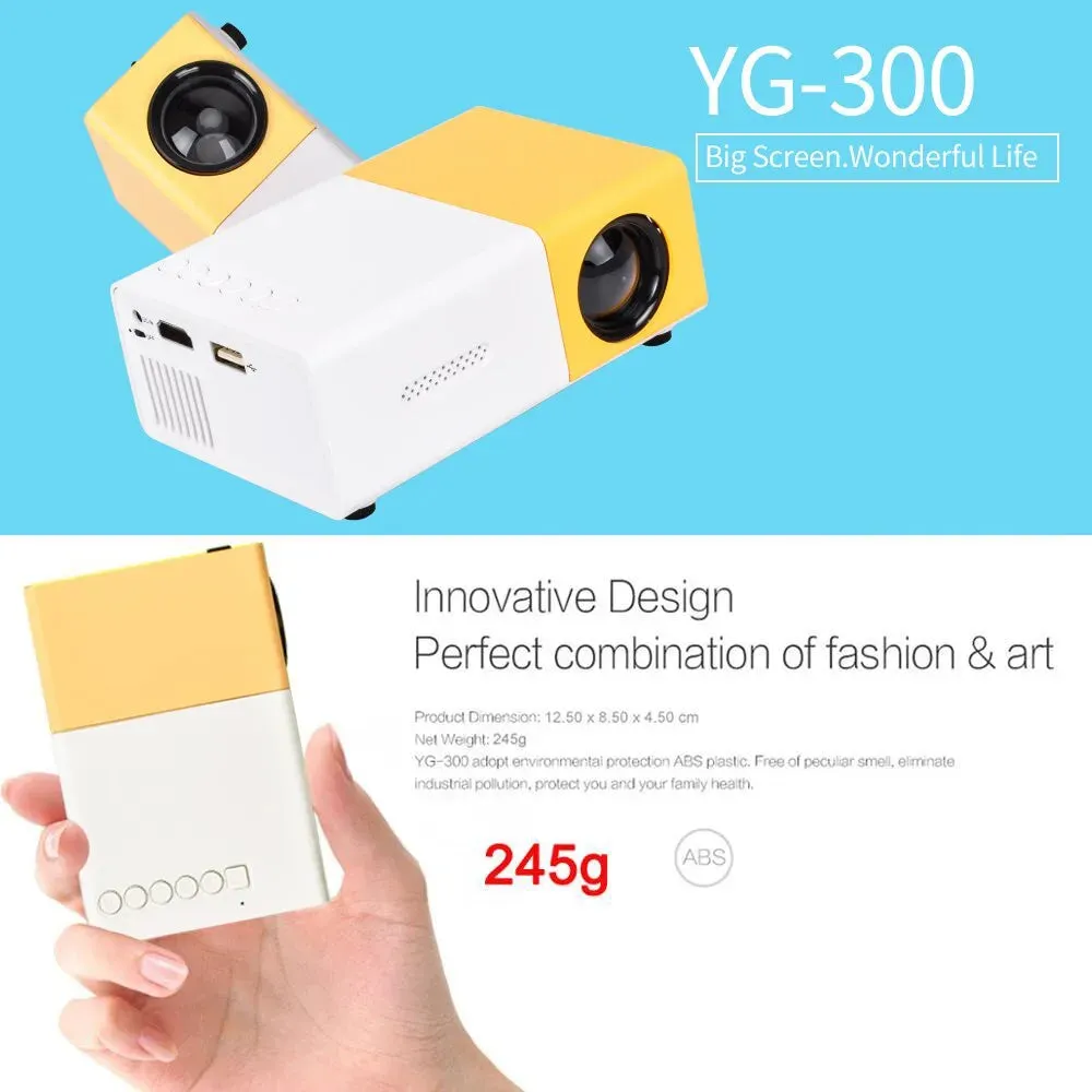 Mini LED Projector YG300 Home Cinema 1000 Lumens HDMI USB Portable