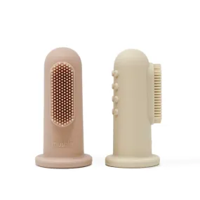 Mushie Finger Toothbrush- Blush/ Shifting Sand