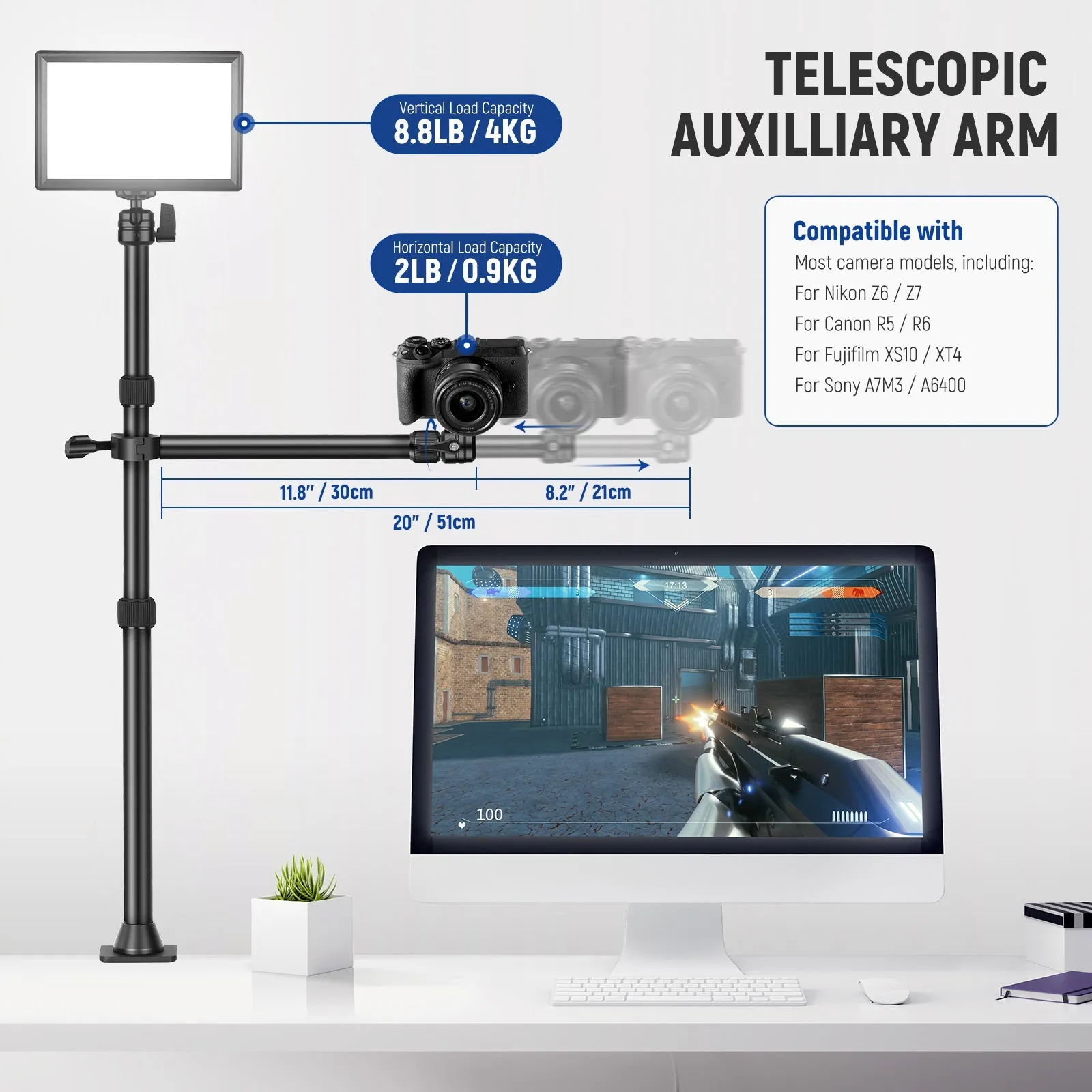 NEEWER TL253A DS001 Tabletop Overhead Camera Mount Stand