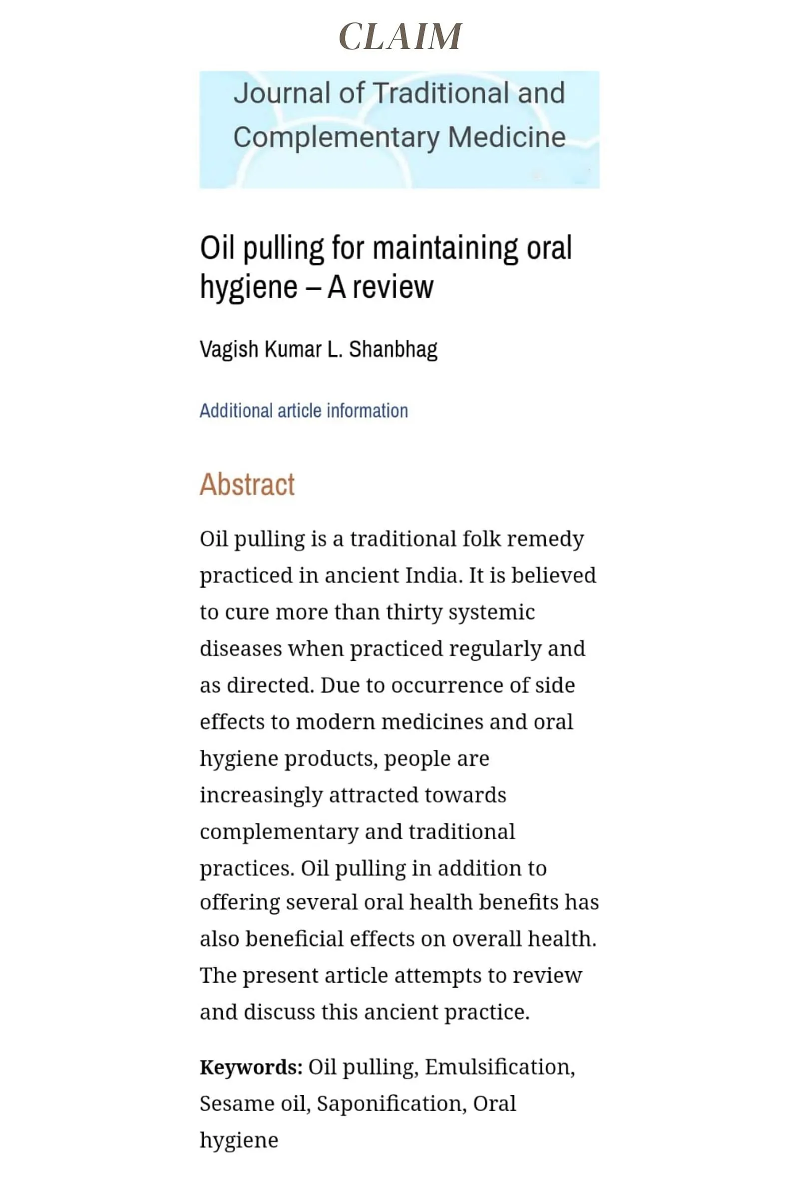 Oil Pulling: KAPHA OIL (HALDI) -200ml