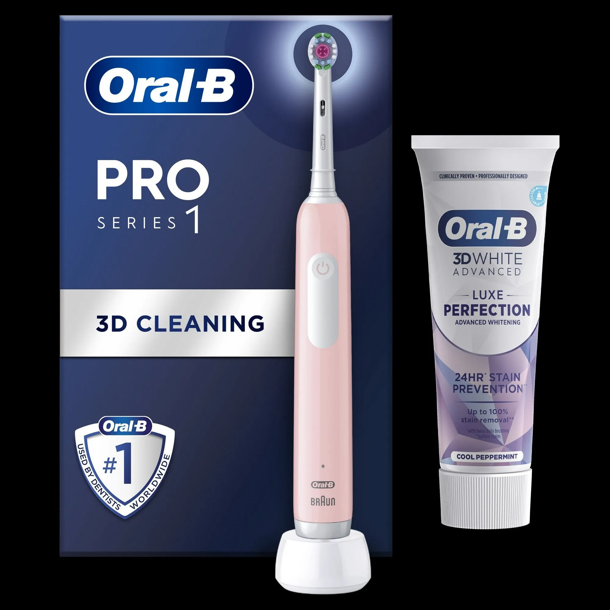 Oral B Pro 3D White Pink Toothbrush Set