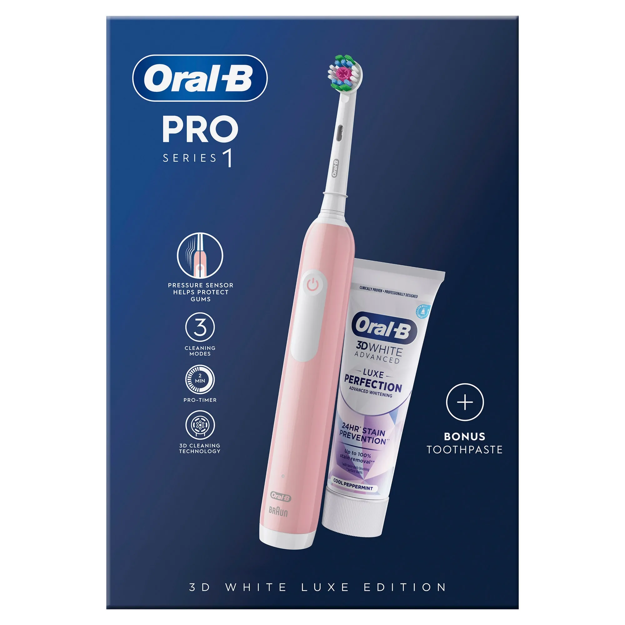 Oral B Pro 3D White Pink Toothbrush Set