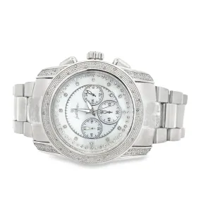 Pearl Chrono Dial .30cttw Real Diamond Hip Hop Watch