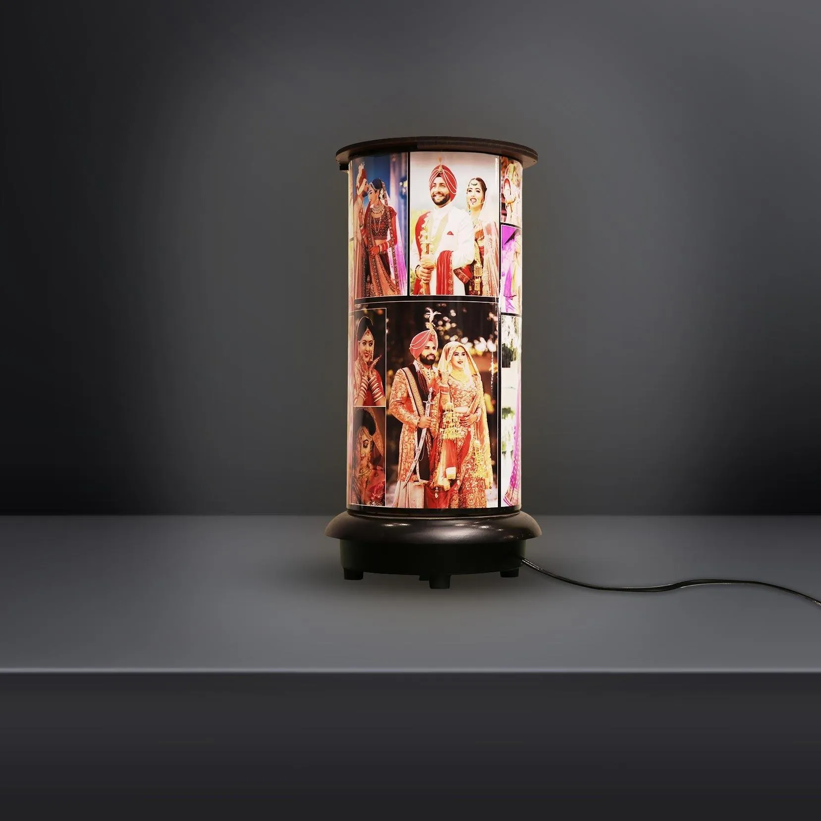 Personalized Wooden Rotating Photo Lamp