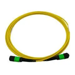 Plenum 24 Strand MTP (MPO) Fiber Optic Patch Cable, OS2 9/125 Singlemode, Yellow Jacket, Green Connector, 100 Gbps, 1 meter (3.3 foot)