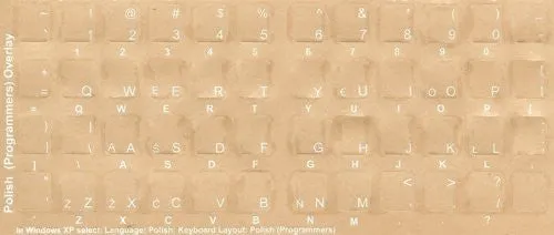 Polish Keyboard Stickers - Labels - Overlays with Blue Characters for White Computer Keyboard