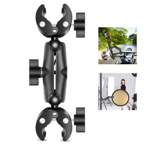 PULUZ Motorcycle Dualheads Crab Clamp Action Camera Handlebar Fixed Mount(Black)