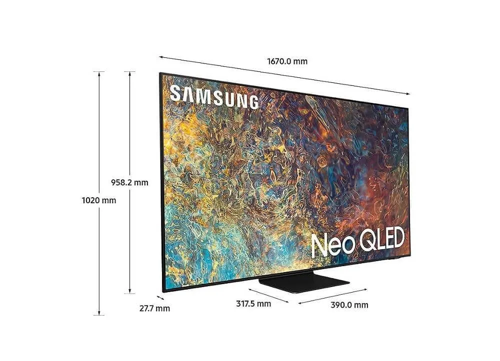 Samsung QE75QN90A (2021) Neo QLED HDR 2000 4K Ultra HD Smart TV, 75 inch with TVPlus-Freesat HD, Black