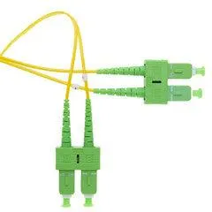 SC/APC Duplex Fiber Optic Patch Cable, OS2 9/125 Singlemode, Yellow Jacket, Green Connector, 6 meter (19.7 foot)