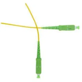 SC/APC Simplex Fiber Optic Patch Cable, OS2 9/125 Singlemode, Yellow Jacket, Green Connector, 2 meter (6.6 foot)