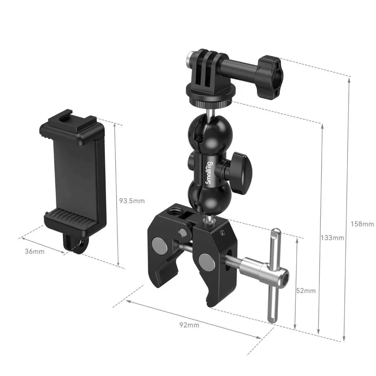 SmallRig Crab-Shaped Super Clamp with Ballhead Magic Arm 4373