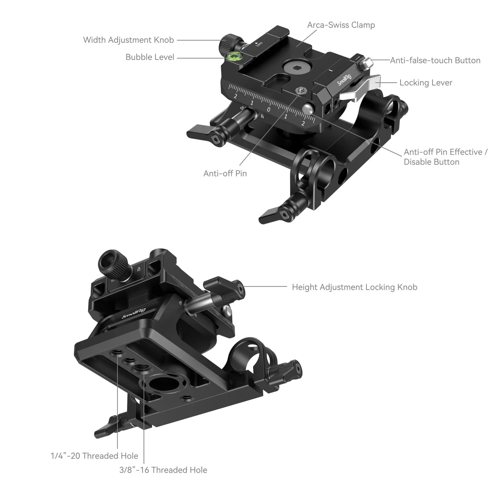 SmallRig Universal Arca-Swiss Height Adjustable Mount Plate Kit