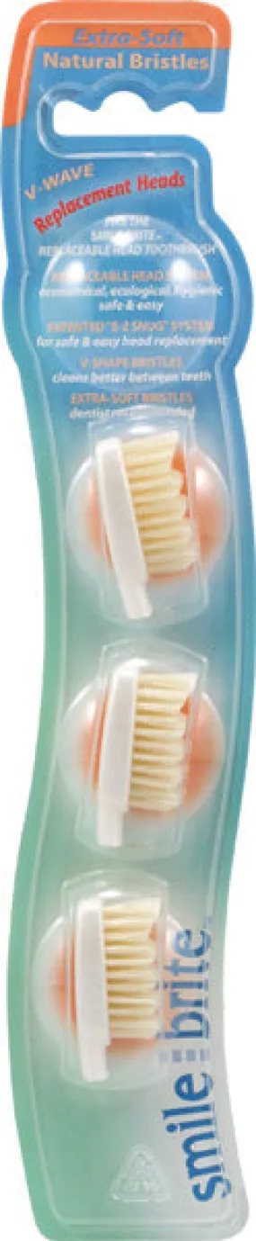 SMILE BRITE - Replacement Heads Natural V-Wave X-Soft - 3 Heads