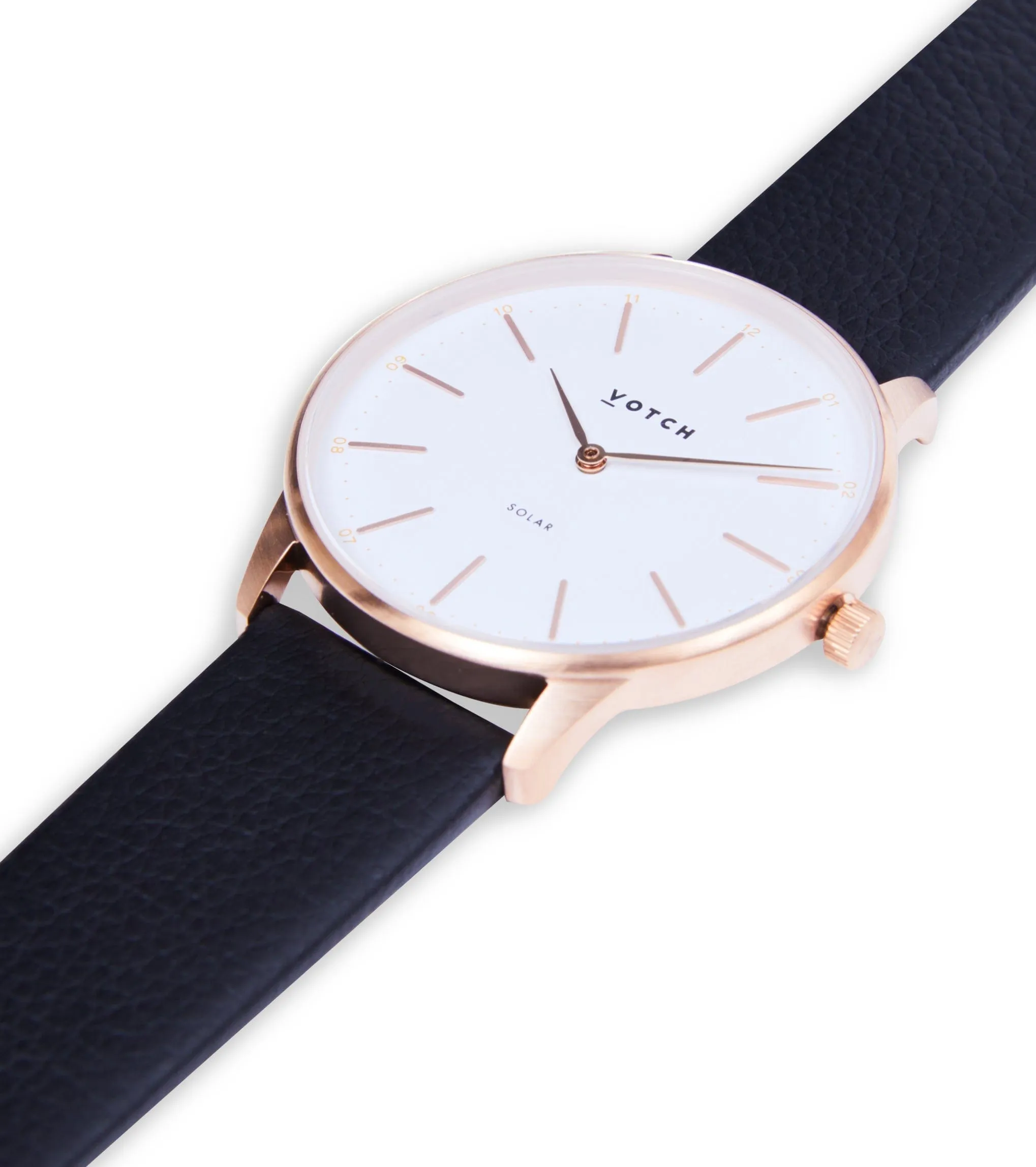 Solar Classic Appleskin Vegan Leather Watch | Rose Gold & Black