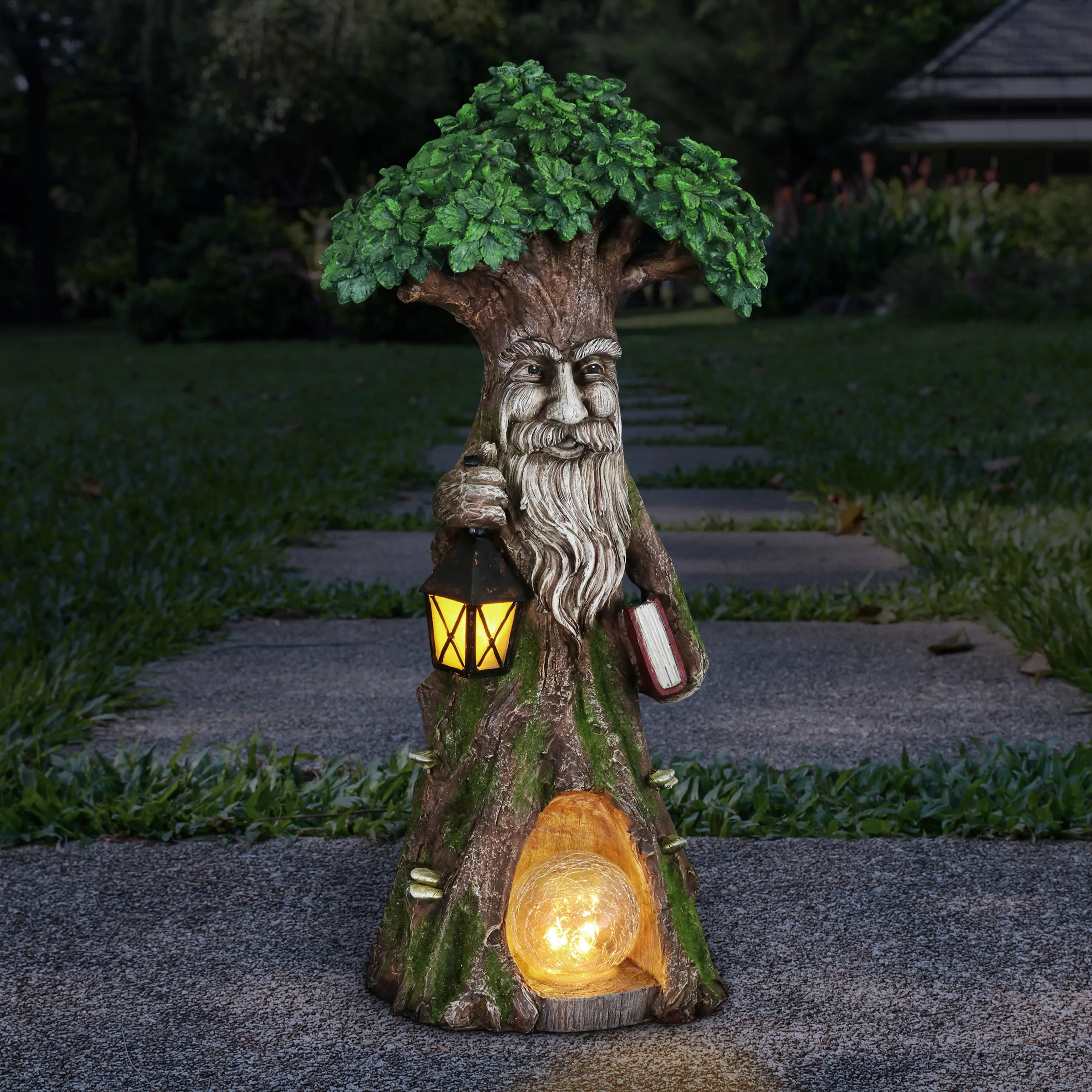 Solar Tree Scholar Carrying Book with Firefly LED Crackle Ball, 16 Inch