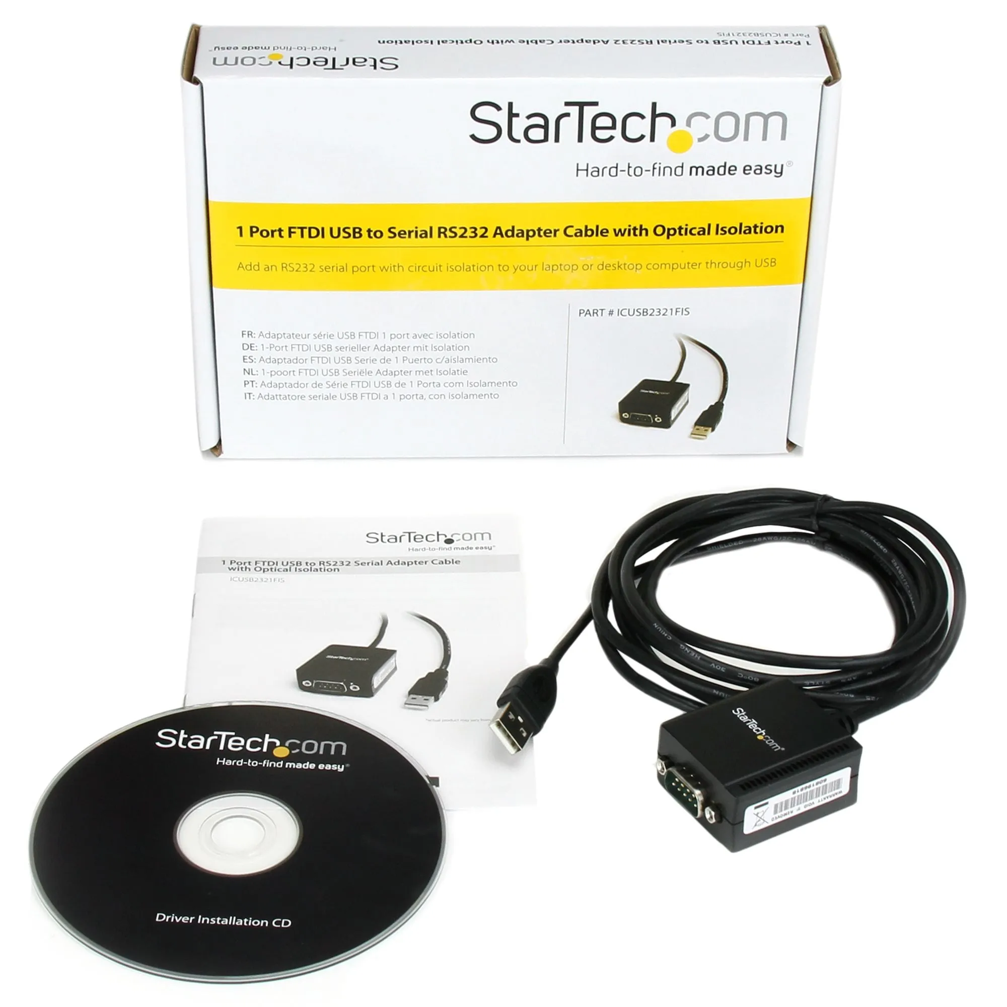 Startech.Com Usb To Serial Adapter - Optical Isolation - Usb Powered - Ftdi Usb To Serial Adapter - Usb To Rs232 Adapter