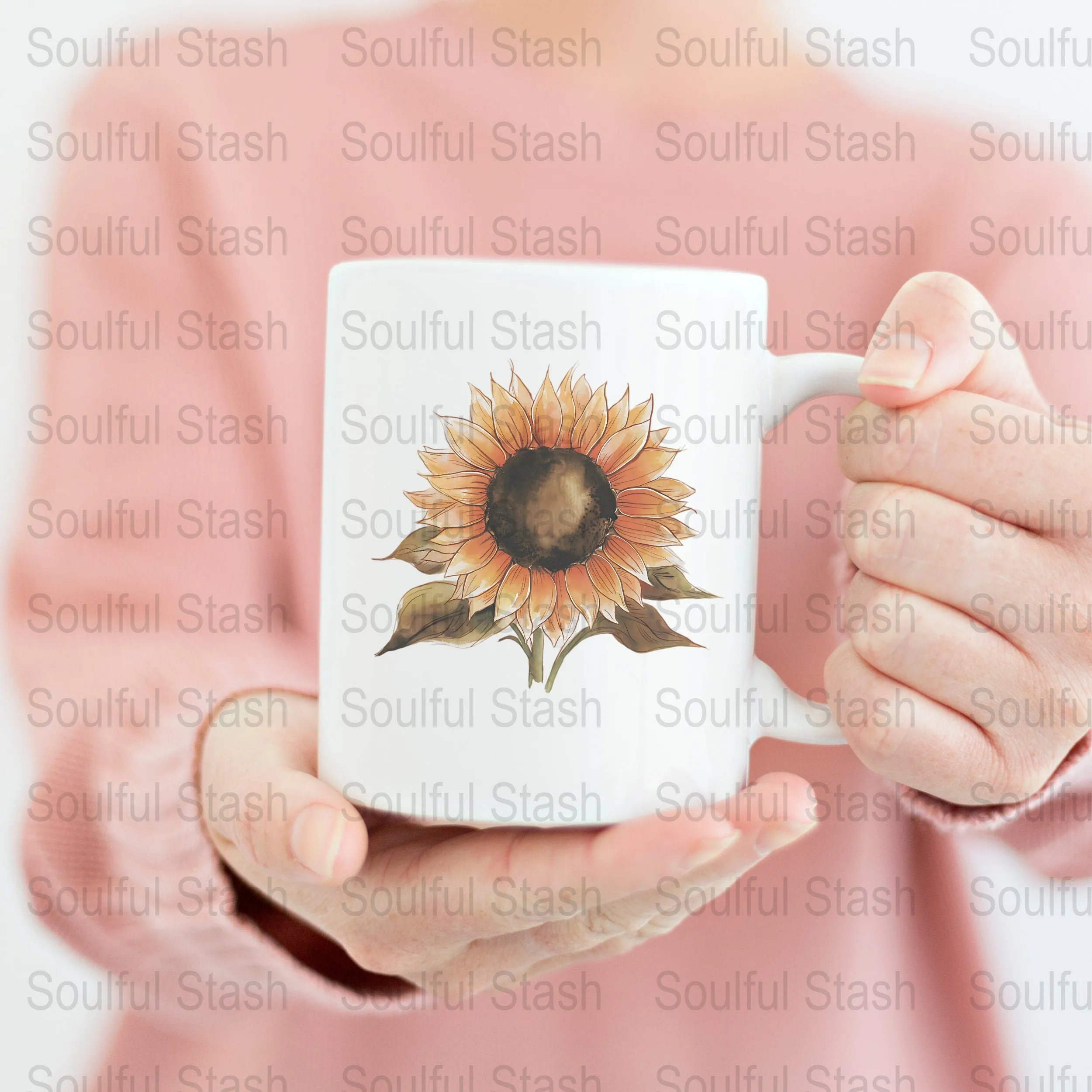 Sunflower PNG Digital Download, Sublimation Design, Watercolor Sunflower Art, Digital Sunflower Clipart, Hand Painted Sunflower Fall Autumn