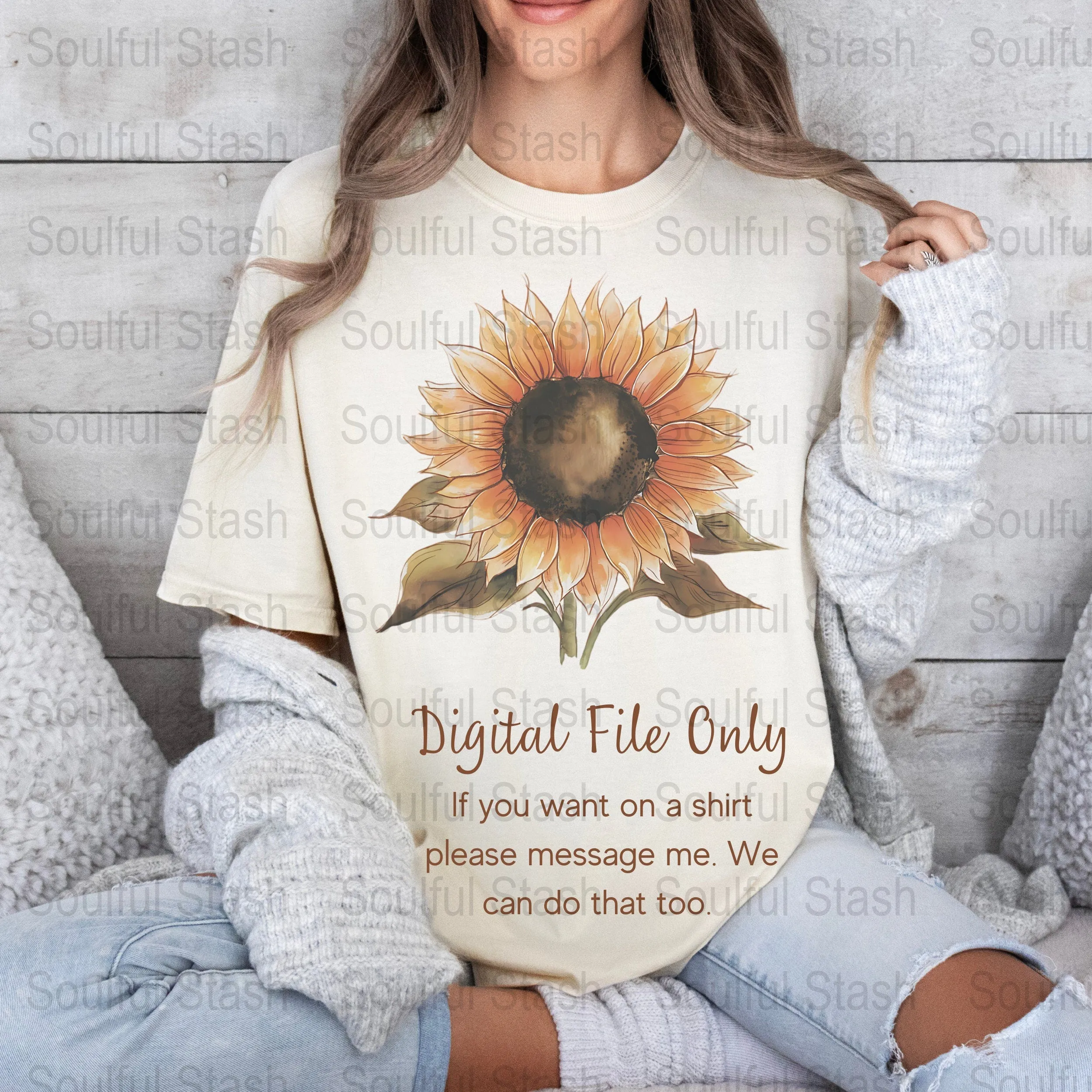 Sunflower PNG Digital Download, Sublimation Design, Watercolor Sunflower Art, Digital Sunflower Clipart, Hand Painted Sunflower Fall Autumn