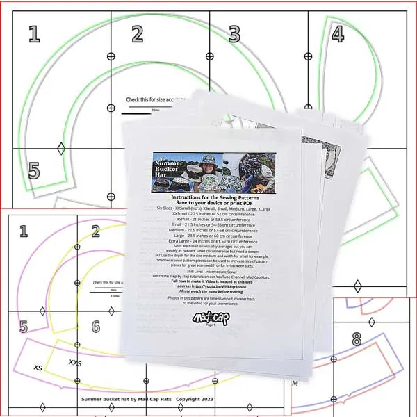 The Summer Bucket Sun Hat, sewing pattern and instructions, digital format