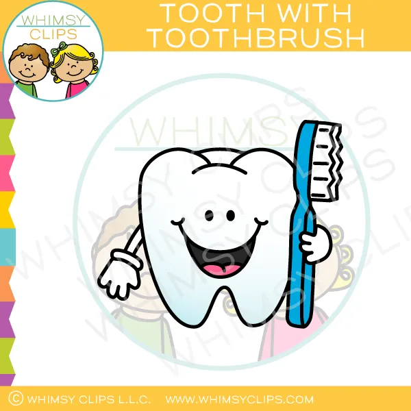 Tooth With Toothbrush Clip Art