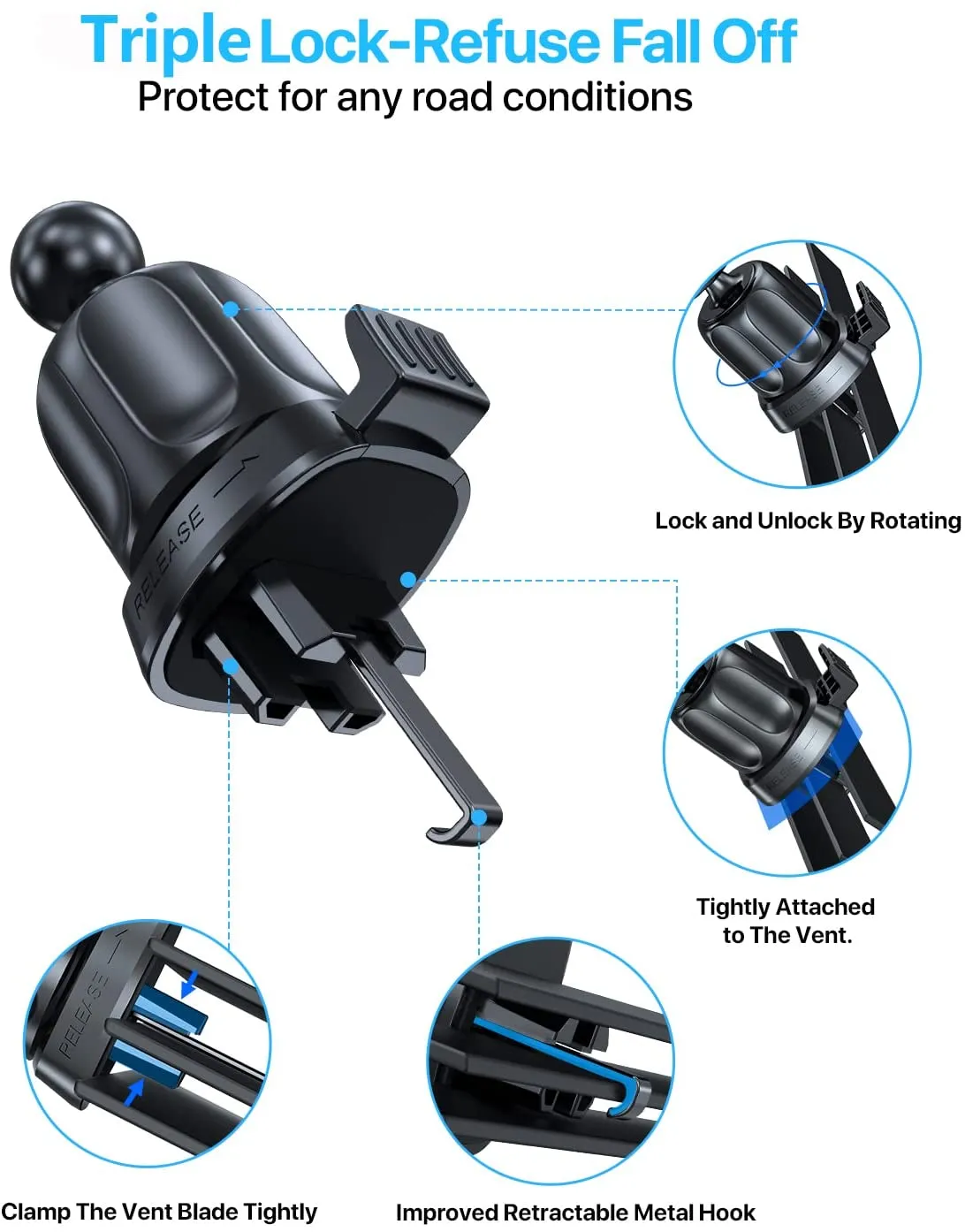 Upgraded Car Air Vent Phone Holder Mount