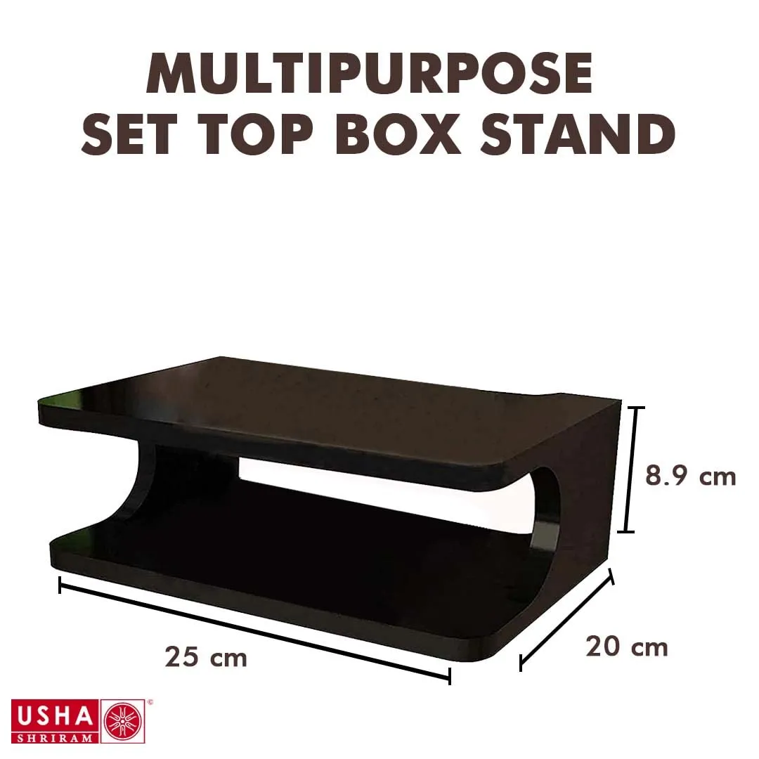 USHA SHRIRAM Wall Mount Set Top Box Stand (2Pcs)Engineered Wood | Easy to Assemble | Wall Mounted Wi-Fi Router Stand TV Unit For Living Room, Bedroom & Office | Space Saving Design | Brown 25x20x8.9cm