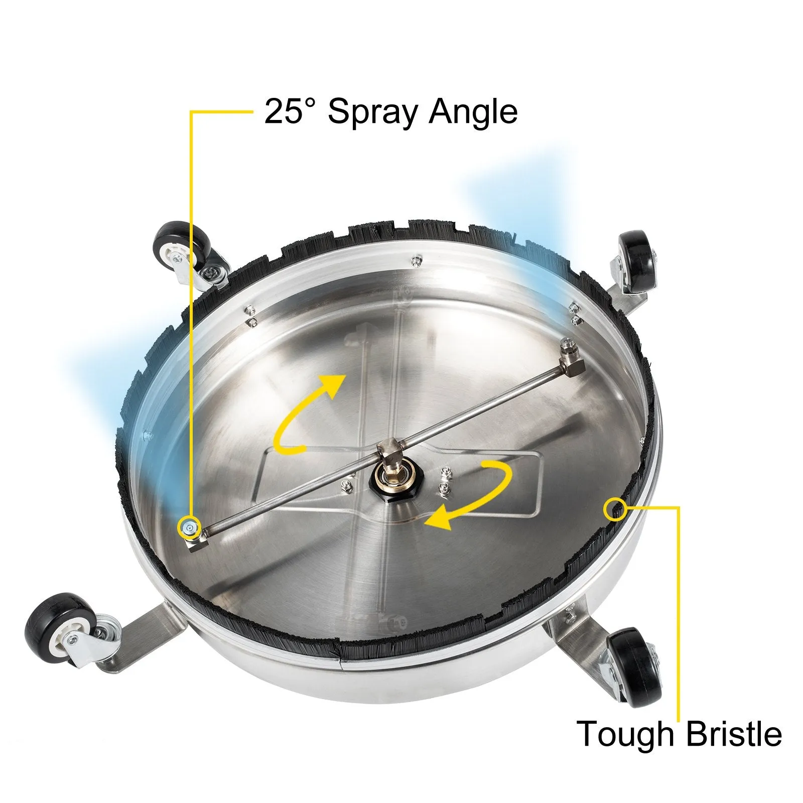 Vevor 18" Surface Cleaner 4000 PSI for Pressure Washer 1/4" Quick Connector Stainless Steel with Twin Rotary Arm New