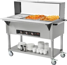 Vevor Food Warmer 3-Pan 20.6 Qt Commercial Buffet Table with Sneeze Guard 1500W Stainless Steel New