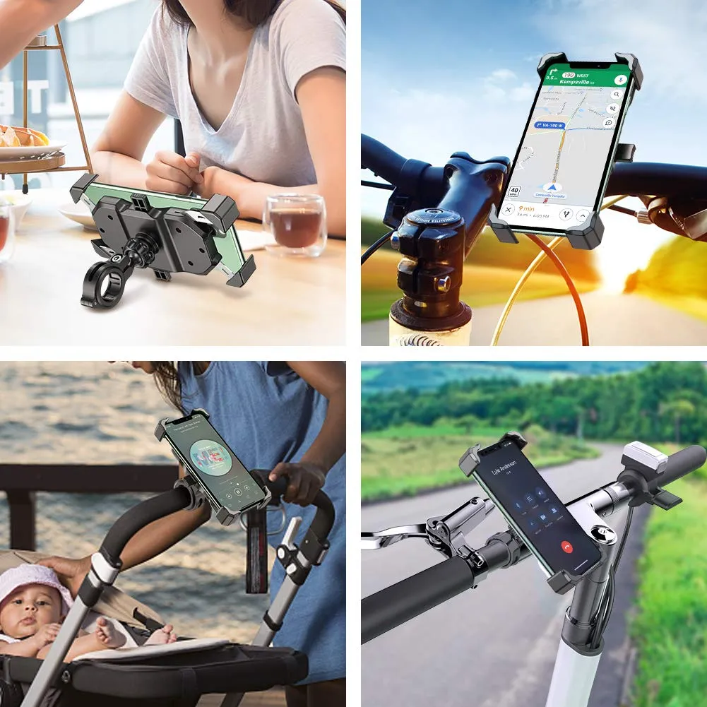 VUP Bicycle Motorcycle Phone Holder, 360° Rotation Anti Shake Cradle Clamp Bike Accessories Fit for iPhone, Galaxy, Google Pixel