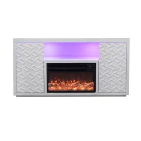 White Electric Fireplace with Color LED Panel and Remote