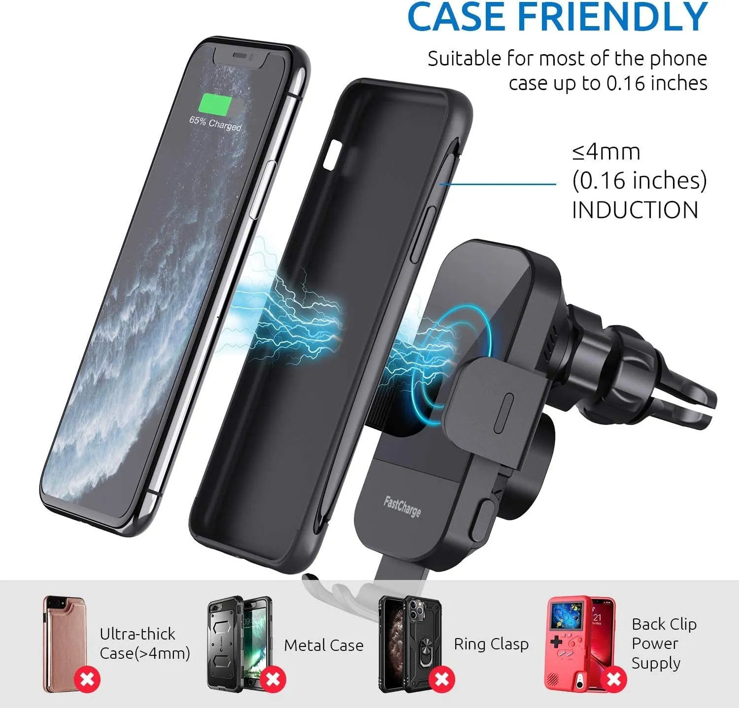 Wireless Car Charger, Chgeek 15W Fast Charging Auto Clamping Car Charger Phone Mount Phone Holder for Iphone 14 13 12 11 Pro Max Xs, Samsung Galaxy S22 Ultra S21 S20, S10  S9  Note 9, Etc