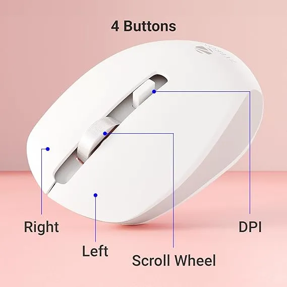 ZEBRONICS ZEB-JAGUAR (White Grey) Wireless Mouse, 2.4GHz with USB Nano Receiver, High Precision Optical Tracking, 4 Buttons, Plug & Play, Ambidextrous, for PC/Mac/Laptop