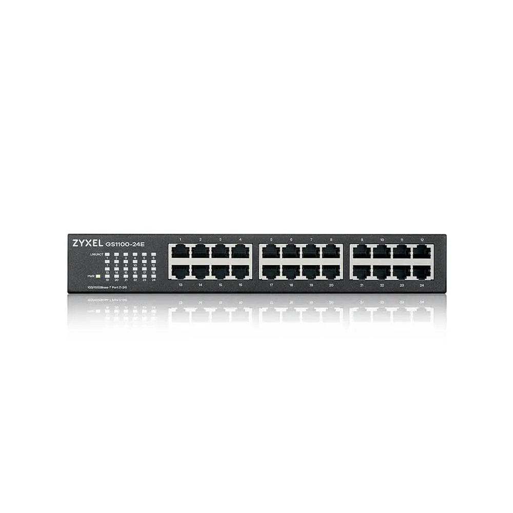 Zyxel Gs1100 Series Gs1100-24E - Switch - Unmanaged - 24 X 10/100/1000 - Desktop, Rack-Mountable, Wall-Mountable